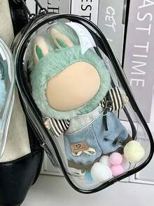 15/17cm Bolsa de almacenamiento de muñeca de peluche, bolsa de exhibición de muñeca transparente de PVC, bolsa de almacenamiento de peluche, caja de almacenamiento transparente con llavero, adecuada para muñecas de anime y dibujos animados, productos periféricos de fans [Solo bolsa y llavero, sin muñeca] - Multicolor - Ver 6