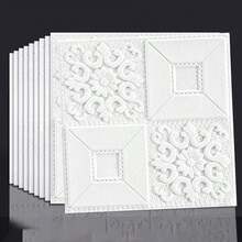 10/20/30/50片装 35*35厘米 自粘3D墙贴，白色，适用于客厅卧室墙面装修装饰，防水防潮墙纸，也可用于宿舍、办公室天花板装饰，泡沫墙纸 - C - 查看 8