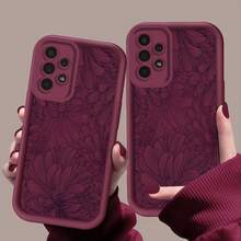 Flower 1pc 個性化菊花圖案時尚階梯式相框手機殼，適用於 Apple 12/13 Pro Max、Honor X7、Galaxy A56 5G、Smart 8、Hot 40i、Transsion Spark 20/20C/Go 2024、Note 14 5G、Moto E22/E22i、A54，極簡設計適合日常使用與戶外攜帶 - 酒紅色 - 查看 4