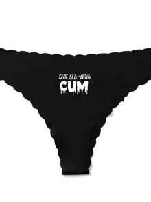 Novelty Gifts For Women 1 Pack Womens Low Rise Sexy Ice Silk Seamless Underwear Spring Summer New Arrival Letter Animal Doodle Print Breathable Comfortable Cotton Liner No Show 4 Seasons Surprise Gift For Her - 黑色 - 查看 7