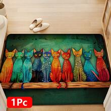 1pc Cat Pattern Printed Linen Kitchen Rug, Doormat, Bath Mat, Hallway Mat, 3D Printed Rectangle Carpet For Living Room, Bedroom, Corridor, Bathroom, Laundry Room - Polyester Rug For Indoor And Outdoor Home Decor - Multicolor - View 13