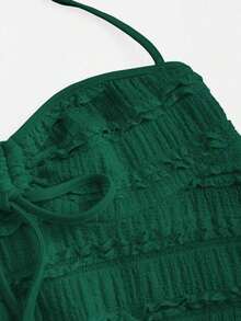 Top de tirantes con cuello halter y pliegues en Y2K - verde oscuro - Ver 5