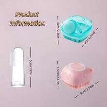 Bộ 1/3 bàn chải tắm và massage cho thú cưng kèm bình đựng xà phòng, bằng silicon, có thể treo, bàn chải tắm cho chó mèo, bàn chải gội đầu cho chó, bàn chải làm sạch răng, bàn chải massage tẩy tế bào chết, đồ dùng cho thú cưng. - Nhiều màu - Xem 12