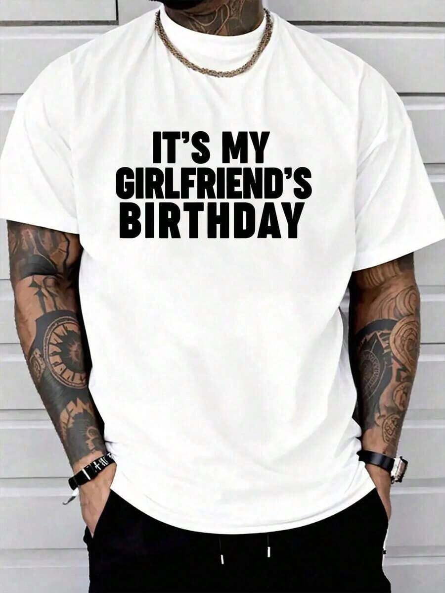 Camiseta 100% Algodón con Estampado 'Es el Cumpleaños de Mi Novia' para Hombre y Mujer - Blanco - Ver 1