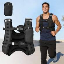 LOVEWE 12 Lbs Weighted Vest For Men & Women - With Reflective Strips, Ideal For Workout, Strength Training & Running - Black - View 12