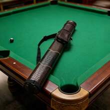 Premium Crocodile-Embossed Hard Pool Cue Case, 2x2 Billiard Cue Stick Carrier With Shoulder Strap & Accessory Pocket, 32.28 Inch Hard Pool Cue Tube For 1/2 Split Pool Cues, Protective Leatherette Billiard Stick Holder - Black Crocodile Pattern - View 5