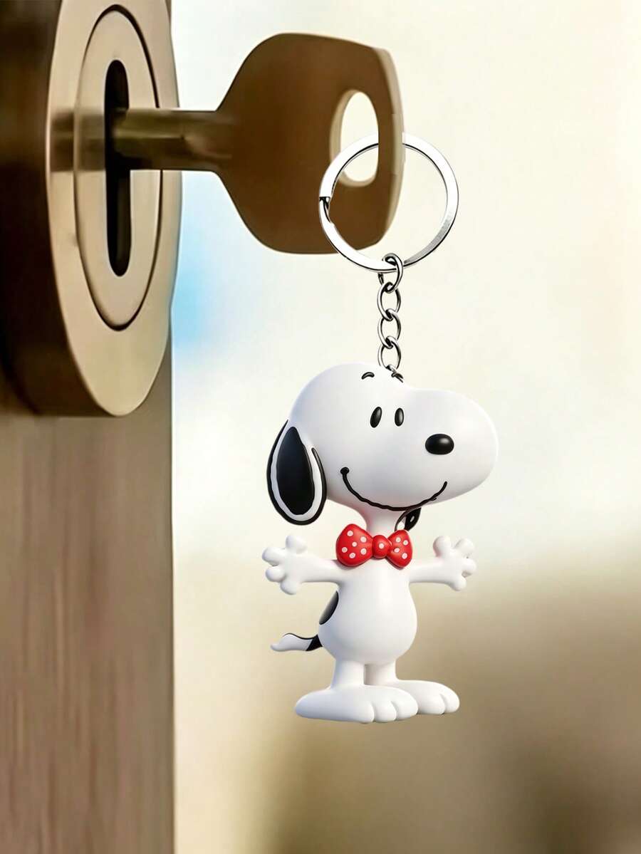 SNOOPY "Hugging Style" Three-Dimensional Keychain, 1:1 Replica Of Its Adorable Pose With Open Arms And A Polka-Dot Bow, The Details Are Exquisite To The Point Of Being Excessive, The Workmanship Is Fine Without Any Burrs, And The Material Is Durable And Doesn't Fade Easily. - Multicolor - View 1
