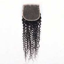 BINF Unprocessed Human Hair Curly 4x4 Lace Closure With Brazilian Curly Transparent Lace And Free Parting Design - Natural Black - View 4