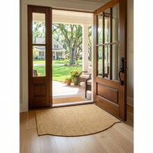 1pc Nordic Style Brown Oval Entrance Doormat, Multipurpose Indoor/Outdoor Rug For Kitchen, Bathroom, Entryway, All Season - Multicolor - View 3