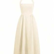 Women's Spring/Summer Sleeveless Zipper Pleated Dress, Casual Elegant Style, Suitable For Beach, Vacation, Date, Music Festival, Valentine's Day, Birthday Party And Other Occasions Black - Naranja - Ver 4