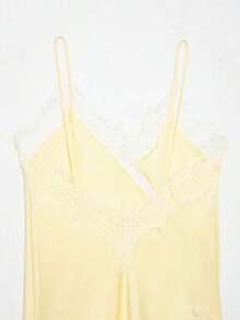 Seelio Nuevo Top de estilo lencería sexy con decoración de encaje, estilo europeo y americano, para mujer, color negro, para verano - Amarillo - Ver 9