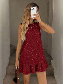 Vestido mini estampado para mujer, adecuado para primavera y verano - Rojo - Ver 6