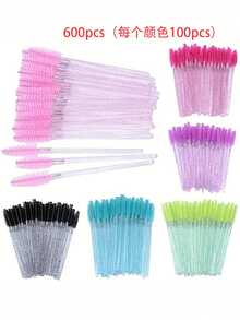 600/500/300/200/100/50 Pieces Of Multi-Color Crystal Eyelash Brush, Suitable For Grafting Eyelashes, Trimming Eyebrows, Eyelash Lifting, Makeup Tools, Suitable For Nail Salons, Travel, And Daily Use (Six Colors To Choose From) - Multicolor - View 12