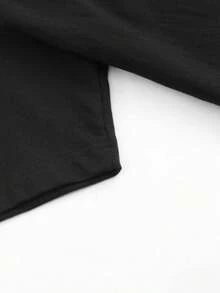 Elegante Camiseta Estampada de Moda para Mujer para Todas las Temporadas, con un estampado en contraste rosa y azul con un tema de amor maternal, suave y cómoda, lavable a máquina, perfecta para un atuendo único para el Día de la Madre. - Negro - Ver 5