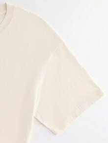 Camiseta de playa casual de primavera/verano para mujer con estampado acuarela de camarones, corazón y diseño "Dancing in the Kitchen", cuello redondo, manga corta, 100% algodón, corte holgado, hombros caídos. - Albaricoque - Ver 7