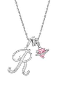 1 pieza Collar de acero inoxidable dorado con colgante de corazón rosa, letra personalizada y circonita cúbica exquisita, collar con letra de nombre simple, regalo de moda para novia, mamá, familia, amiga, hija, adecuado para aniversario, Día de San Valentín, Día de la Madre, cumpleaños, graduación, uso diario, boda, baile de graduación - Plateado - Ver 28