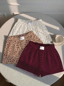 3-Piece Set Of Women's Solid Color And Patterned Shorts - Multicolor 10 - View 5