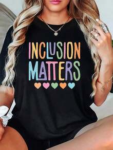 Inclusion Matters Camiseta de Algodón de Manga Corta Casual para Mujer, Cuello Redondo, con Estampado Gráfico, Camiseta de Verano para Mujer, Ropa, Tops Holgados, Camiseta Casual y Versátil, Estilo Y2k, Camiseta - Blanco - Ver 10