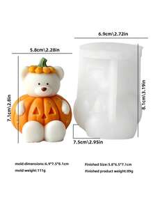1pc Pumpkin Bear Shaped Silicone Mold, Perfect For Creative Stacking Pumpkin Bear Decoration, Suitable For Resin Casting Process, Fun Animal Pumpkin Decoration, Suitable For Halloween Parties And Home Decoration, Made Of Soft And Durable Silicone Material - Pumpkin Bear Mold - View 9