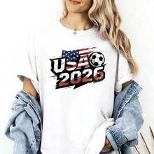 Spain 2026 World Cup Fan T-Shirt, Spanish Flag T-Shirt, La Roja T-Shirt For The 2026 World Cup, Gift For The Spanish National Team. Y2K Style Sportswear, Crew Neck, 100% Cotton, Soft Fabric, Short Sleeves. - 白色 - 查看 7