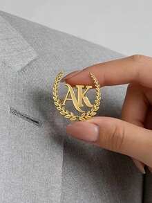 【定制款】定制麦穗花名字胸针 - 个性化不锈钢波西米亚风精致花卉设计，毕业季礼物，优雅婚礼派对配饰，全年皆宜的女士礼物，花卉字母印花胸针，适合中学、高中、大学、毕业典礼，送给同学的毕业礼物 - 彩色 - 查看 4
