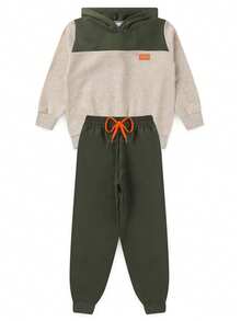 Boys' Winter Fleece Set With Hood, Pants And Jacket - Green - View 2
