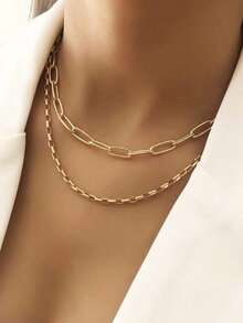 2 piezas Collar de cadena minimalista - Blanco - Ver 1