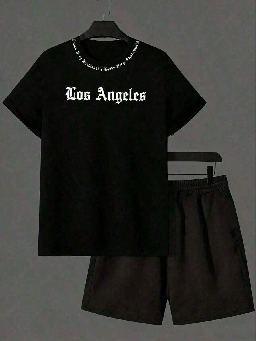 Local Store, A Women's Short-Sleeve Tee With A Retro American Style, Relaxed Fit, And Printed Design (Pants Are For Styling Suggestions Only). This Simple Yet Stylish Piece Features A Tropical-Themed Printed Letter Pattern, Making It A Must-Have For Creating A Laid-Back Holiday Look, Perfect For Occasions Like Labor Day And Mexican Independence Day. - Black - View 1