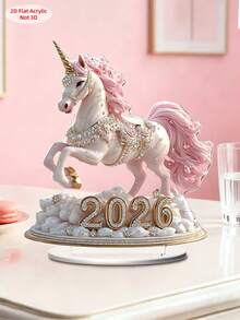 1pc 2026 Year Of The Horse Unicorn Acrylic Desktop Ornament,Colorful Colors, 2026 Graduation Keepsake Gift, Pink Unicorn Desk Decor, Cute Graduation Ornament Student Gift, Best Friend Gift, Teen Girl Room Decor, Graduation Souvenir - A - View 1