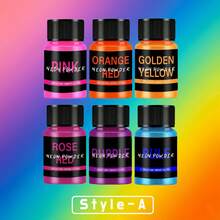 6pcs - 12 Colors Neon Powder - Fluorescent Mica Powder Suitable For Epoxy Resin, Nail Art, Slime, Soap Making, Eyeshadow & DIY Crafts - 12 Colors With 20ml Each Bottle, High Color Saturation, Non-Glowing (Not Glow In Dark) - Multicolor - View 10