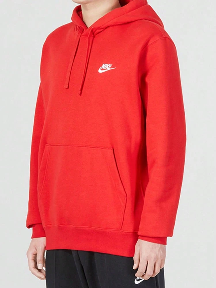 Nike Sportswear Club Logo印花圖案抽繩連帽長袖衛衣 男款 大紅色 - 紅色 - 查看 1