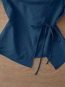 Nueva llegada Camiseta sin mangas con diseño único para mujeres, primavera/verano - Azul - Ver 3