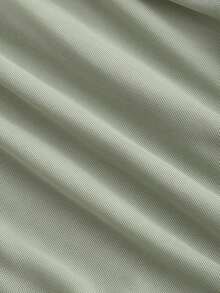 Top de chaleco de unicolor cubierto por una manga abullonada de malla color albaricoque para mujer - Verde - Ver 3