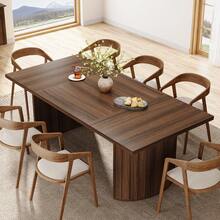 LITTLE TREE 78.7" Extra Long Dining Table For 6-8 People, Large Farmhouse Kitchen Table With Wooden Tabletop, Rustic Style Rectangular Dinner Table For Dining Room, Kitchen, Living Room, Walnut - Walnut Brown - View 1