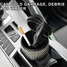 1pc Sparkling Rhinestone Car Ashtray With Lid, Durable ABS Material, 4 Colors Available, Elegant Crystal Design, Sealed Odor-Proof And Dust-Proof, Compact Multifunctional, Suitable For Car, Home And Office - Multicolor - View 2