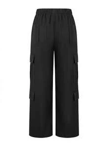 Pantalones cargo negros con múltiples bolsillos y botones, de estilo elegante y lindo Y2K, ligeros, adecuados para volver al colegio, graduación, club, fiesta de cumpleaños, Halloween, Acción de Gracias, concierto, gimnasio, playa, oficina, uso diario, al aire libre, deportes, aeropuerto, calle, Día del Maestro, primavera, verano, otoño, invierno - Negro - Ver 6