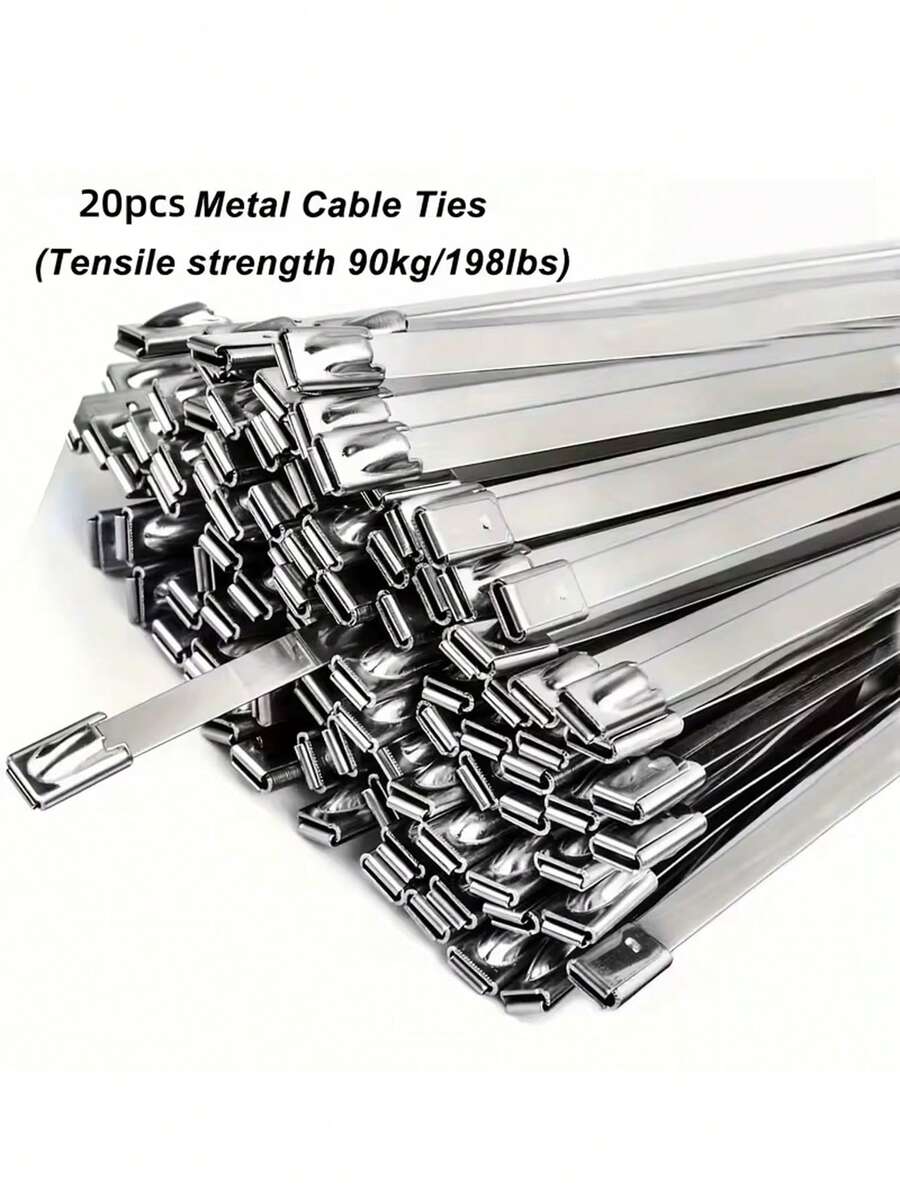 20pcs 10-Inch Stainless Steel Cable Ties | Rust-Resistant Durable Cable Ties Suitable For Automotive, Machinery, Outdoor