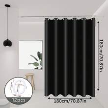 1 pieza Cortina de ducha impermeable de color negro sólido (material PEVA), divisor de baño de plástico, disponible en múltiples tamaños, accesorio de baño, impermeable y a prueba de humedad, lavable a máquina, adecuado para partición de baño/balcón, cortina de ducha, cortina de unicolor - Negro - Ver 11