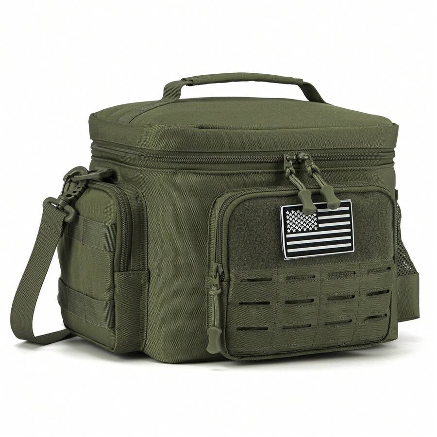13L Men's Tactical Lunch Bag Heavy Duty Durable Lunch Box Insulated Cooler Adult Meal Insulated Bag For Office, Picnic Camping, Outdoor Activities Strap MOLLE Webbing - xanh quân đội - Xem 1