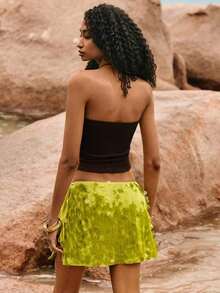Camisola de Cuello Halter Ajustada con Cuentas de la Marca  para Mujer, Ideal para Vacaciones - Caqui - Ver 11