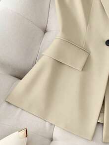 Chaleco sin mangas de unicolor y estilo minimalista para mujer, elegante - Albaricoque - Ver 5