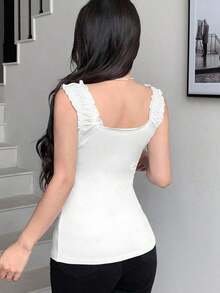 Top sin mangas de unicolor minimalista para mujer, uso casual de todos los días - Multicolor - Ver 2