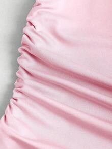 Nueva camiseta casual de primavera/verano para mujer, de estilo elegante y chic de la calle, con hombro asimétrico, ajuste delgado, deportiva, versátil y cómoda - Rosa - Ver 5