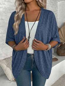 Chaqueta casual de mujer con mangas tipo murciélago - Azul - Ver 8