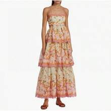 Summer New Women's Cake Strap Dress With Fashionable Tassels And Waist-Revealing Embroidery - Pink - View 2
