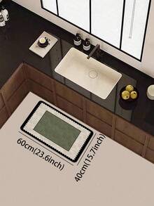 1 pièce Tapis de cuisine en terre de diatomée, bordure beige avec bord ondulé noir, épaisseur 3,5 mm, absorbant, antidérapant, résistant à la saleté, tapis de sol décoratif pour la cuisine, la salle de bain, l'entrée, le salon, le couloir, tapis de porte antidérapant - Multicolore - Voir 13
