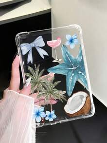 1pc Summer Element Collage Pattern Transparent Protective Case, Anti-Drop, Full Coverage, Silicone Soft Shell, Compatible With Kindle 11th Gen (2022) / Kindle Paperwhite 12th Gen (2024) / Kindle Colorsoft Signature Edition, Clara Color/Monochrome/Dual-Tone - Multicolor - View 13