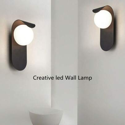 1 Peça, Arandela de Parede LED Minimalista Moderna, Luminária de Parede Lateral Nórdica, Luz de Parede Decorativa para Quarto, Luminária de Parede Montada para Decoração Doméstica, Opcional Preto/Branco 1 Luz Globo, Luminária de Parede com Base de Metal para Quarto, Sala de Estar, Corredor, Banheiro, Decoração Doméstica, Base G9, Fácil Troca de Lâmpadas (Lâmpada Não Incluída)
