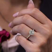 18K Gold Plated Classic Minimalist Square Cubic Zirconia Inlaid Versatile Wedding Ring For Women - Gold - View 6