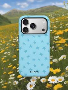 Una elegante funda para teléfono que no incluye cordón ni soporte. Funda para teléfono GIIPPA con diseño de estrellas, 1 pieza, diseño de estrella rosa, compatible con Phone 17 Pro, 16 Pro, 15 Pro, 14 Pro. Funda para teléfono coreana, elegante e interesante, compatible con 11/12/13/14/15/28 Pro Plus. Diseño elegante adecuado tanto para hombres como para mujeres. Regalo para novia, cumpleaños, boda o aniversario. - Azul claro - Ver 9